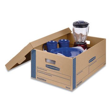 Bankers Box® Smoothmove Prime Moving And Storage Boxes, Large, Half Slotted Container (hsc), 24" X 15" X 10", Brown Kraft-blue, 8-carton freeshipping - TVN Wholesale